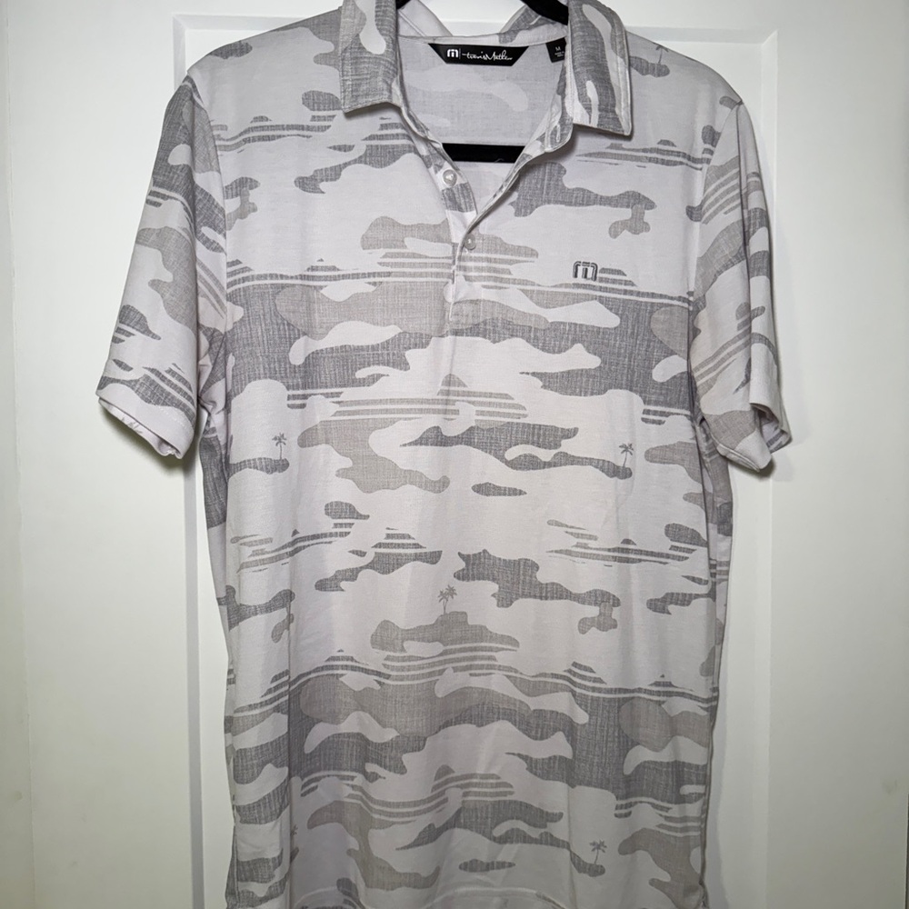 Travis Mathew Light Gray Camouflage Polo